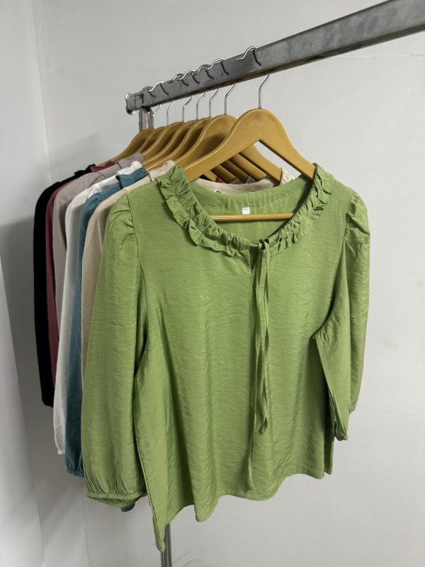 COD 24 BLUSA MANGA 3/4 CUELLO VOLADITOS CON TIRA