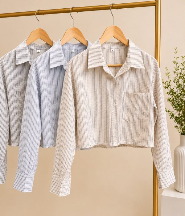 COD 171 CAMISA LINO RAYADO CON BOLSILLO