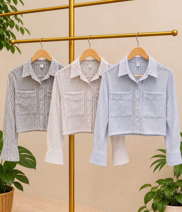 COD 224 CAMISA RAYADA BOLSILLO POPLIN